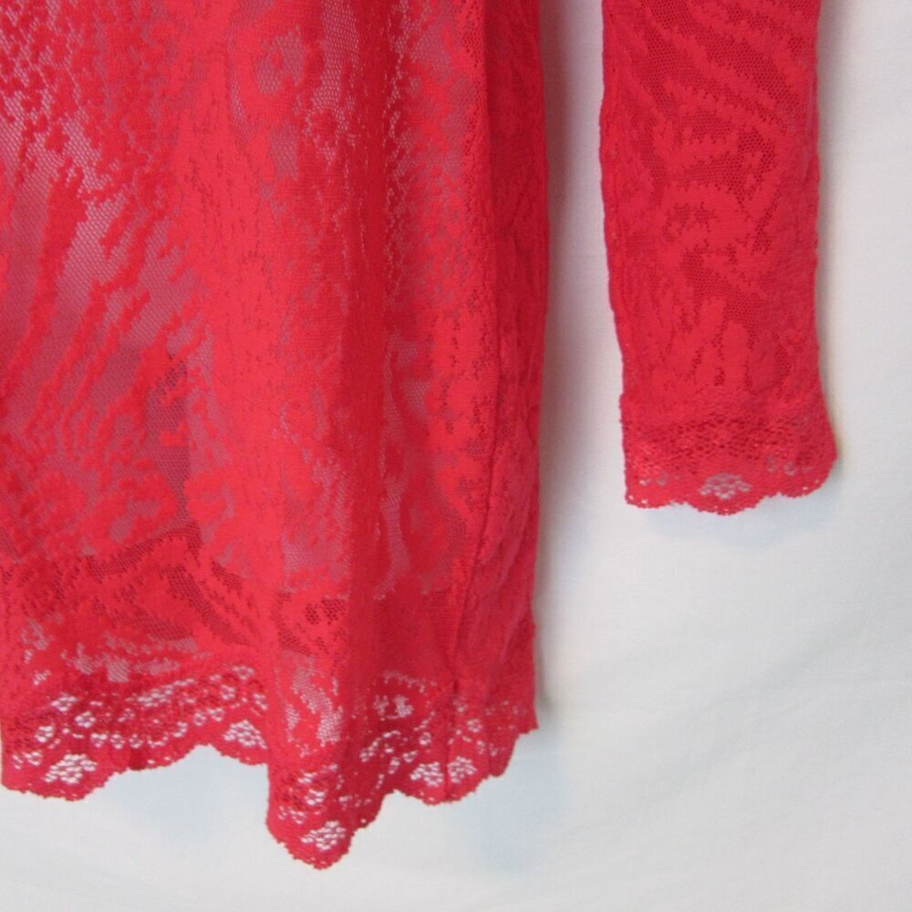 Victoria Secret Dress Red Sheer Animal Print Bodycon Lace Party Womens Large - Picture 4 of 7